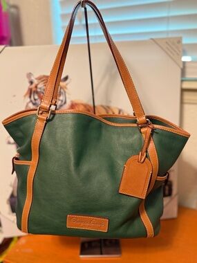 Dooney & Bourke Florentine Forest Green Pebbled Leather Tote VGUC